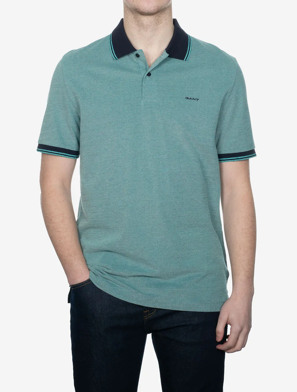 4-Colour Oxford Short Sleeve Piqué Polo Tropic Blue