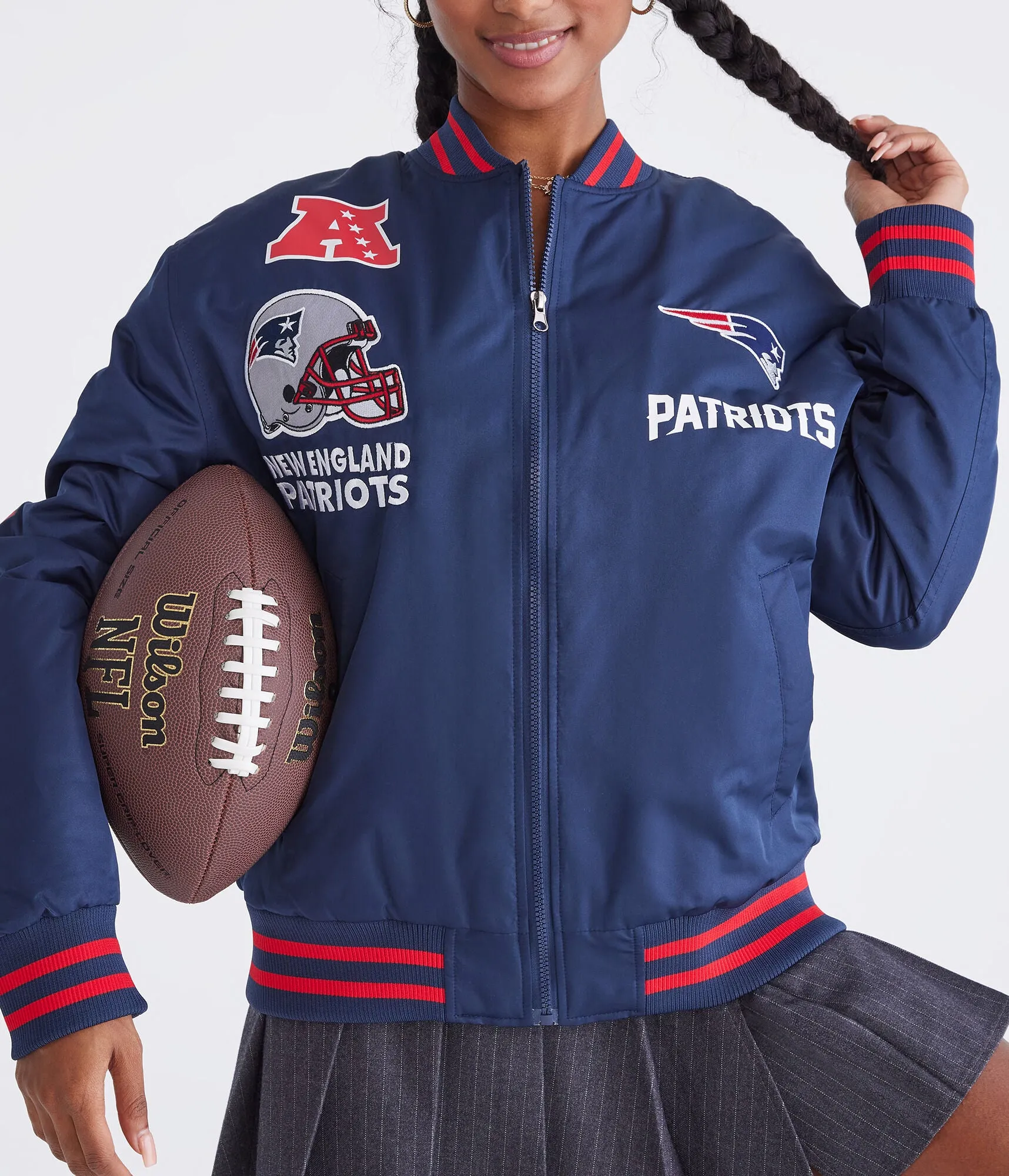 Aeropostale New England Patriots Helmet Bomber Jacket