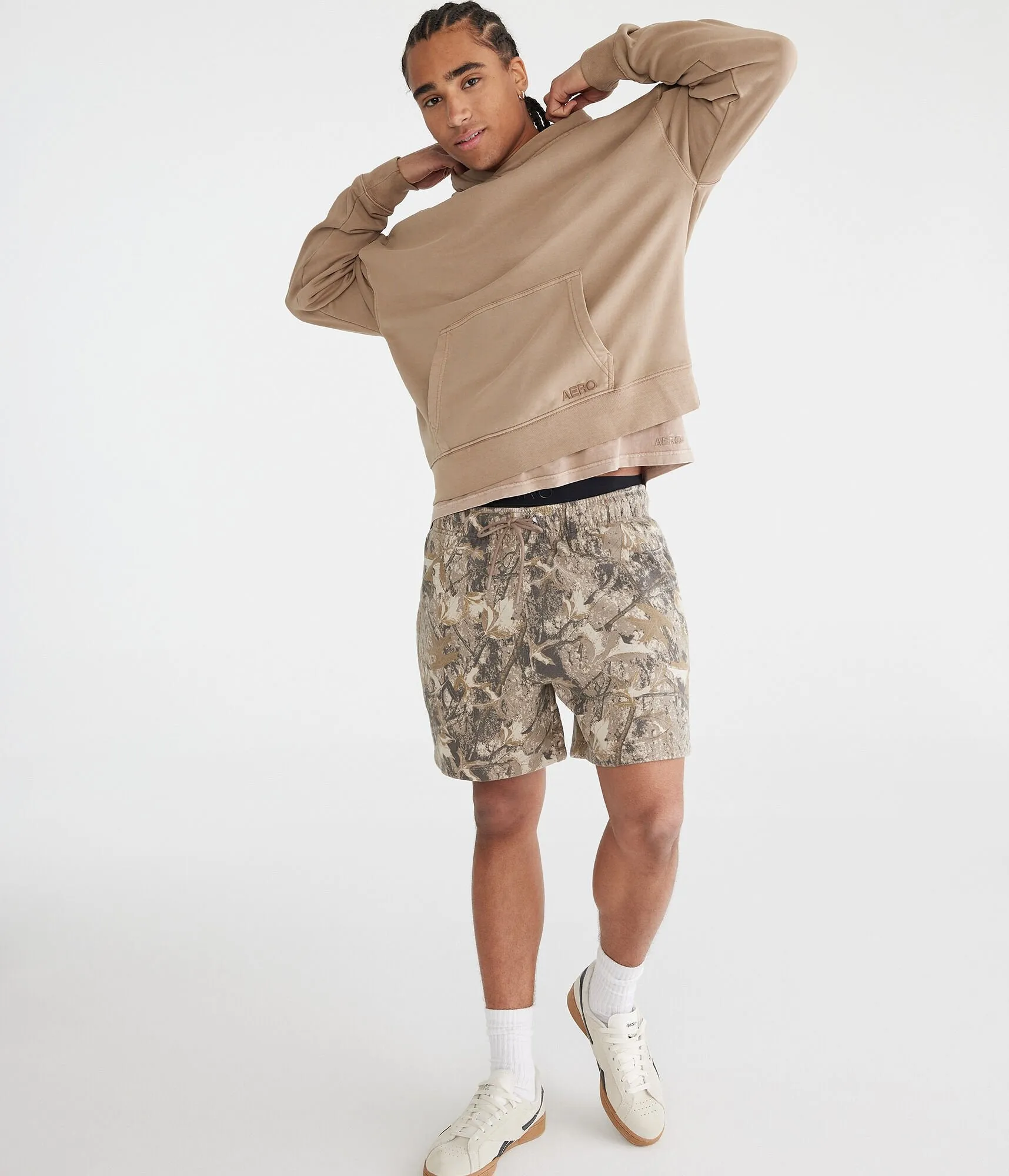Aeropostale Woodland Camo Fleece Shorts 5.5"