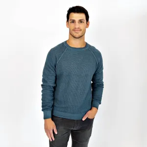 All Over Textured Sweater In Indigo