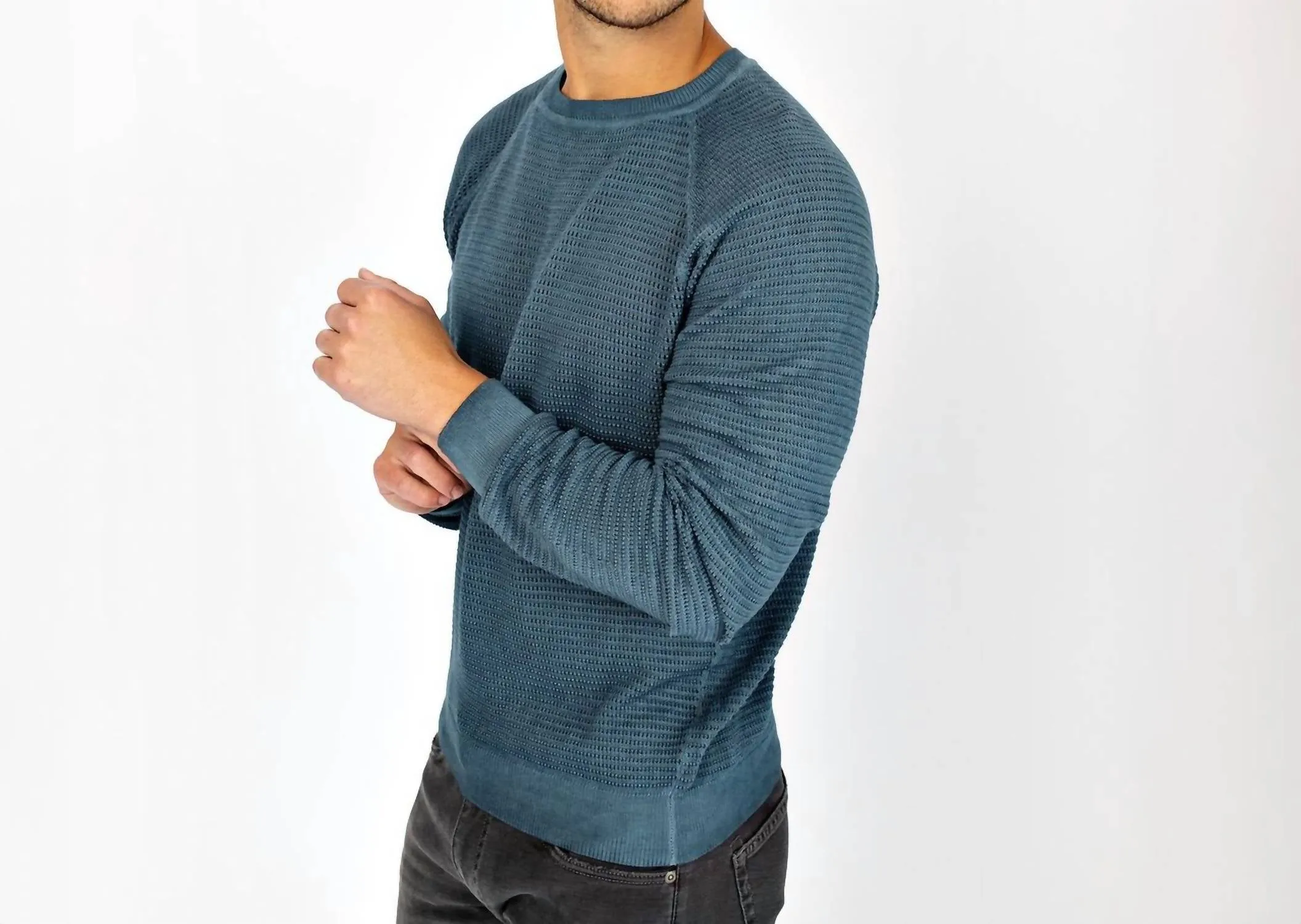 All Over Textured Sweater In Indigo