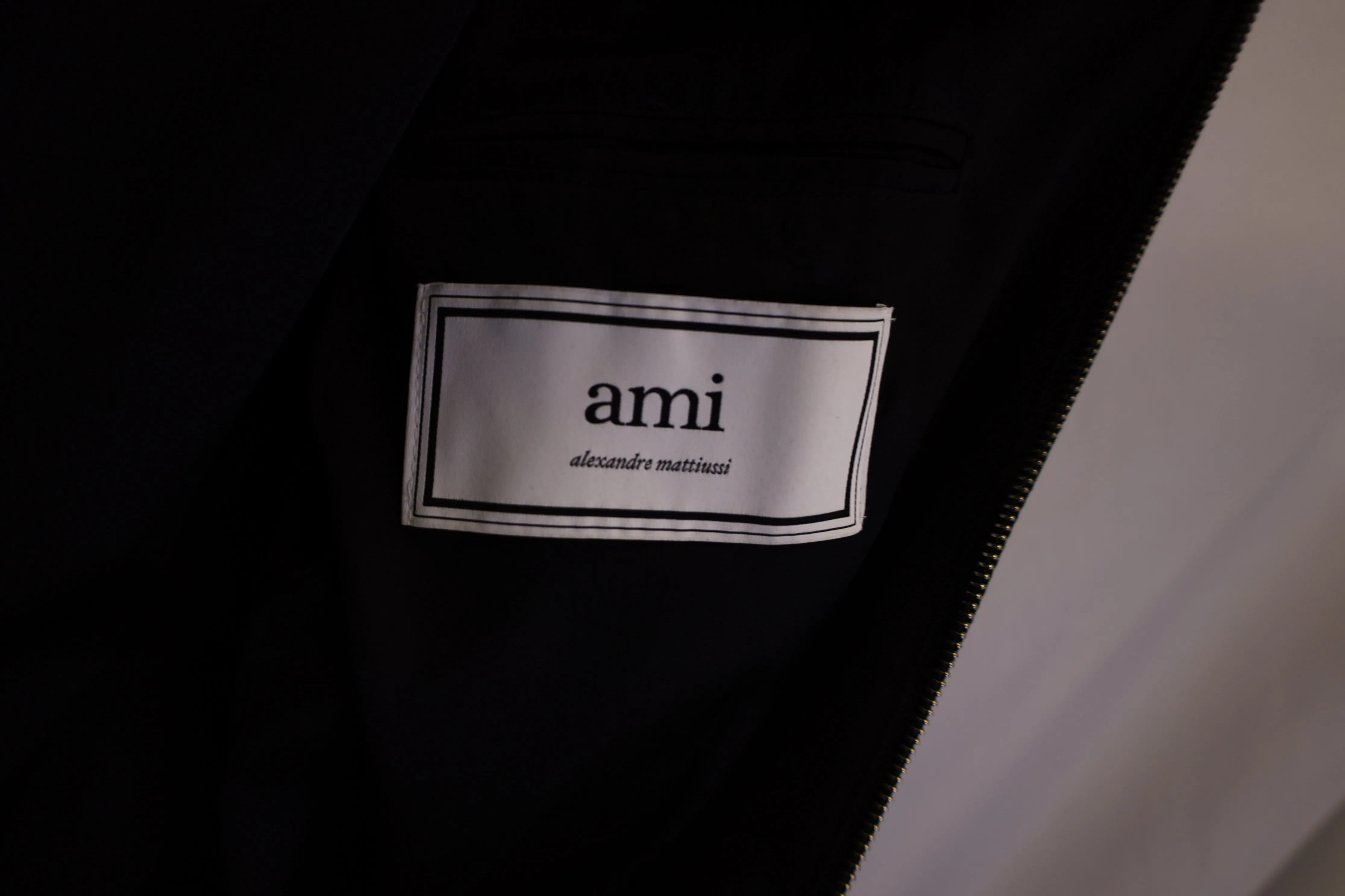 AMI Paris Twill Bomber Jacket in Black Polyester