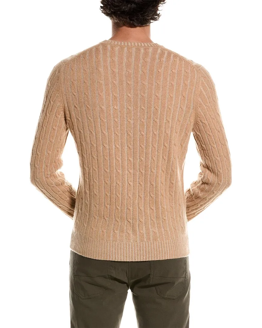 Amicale Cashmere Plaited Cable Cashmere Crewneck Sweater