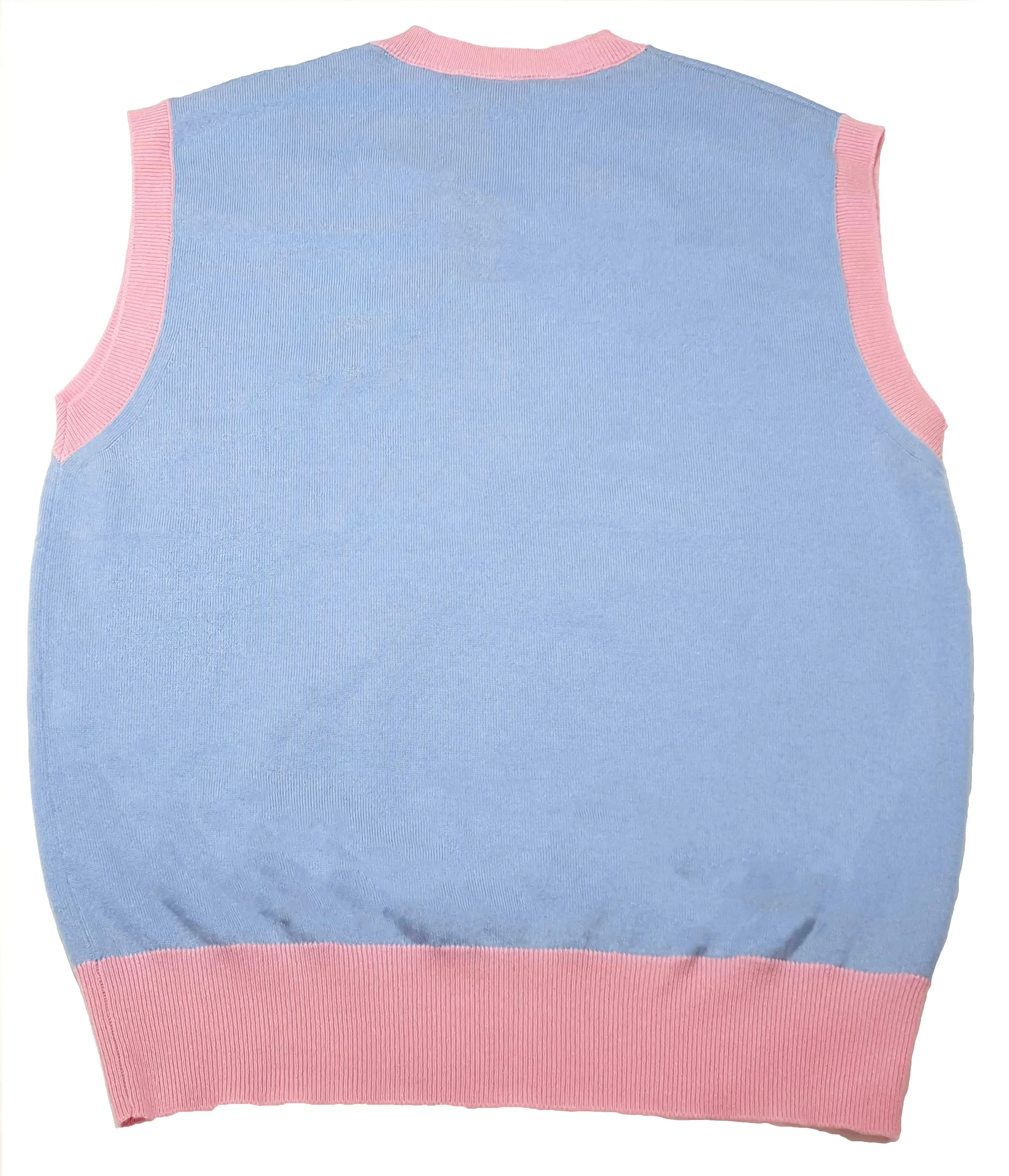 Bally 6302915 Blue/Pink Logo Cashmere Knit Wool Vest