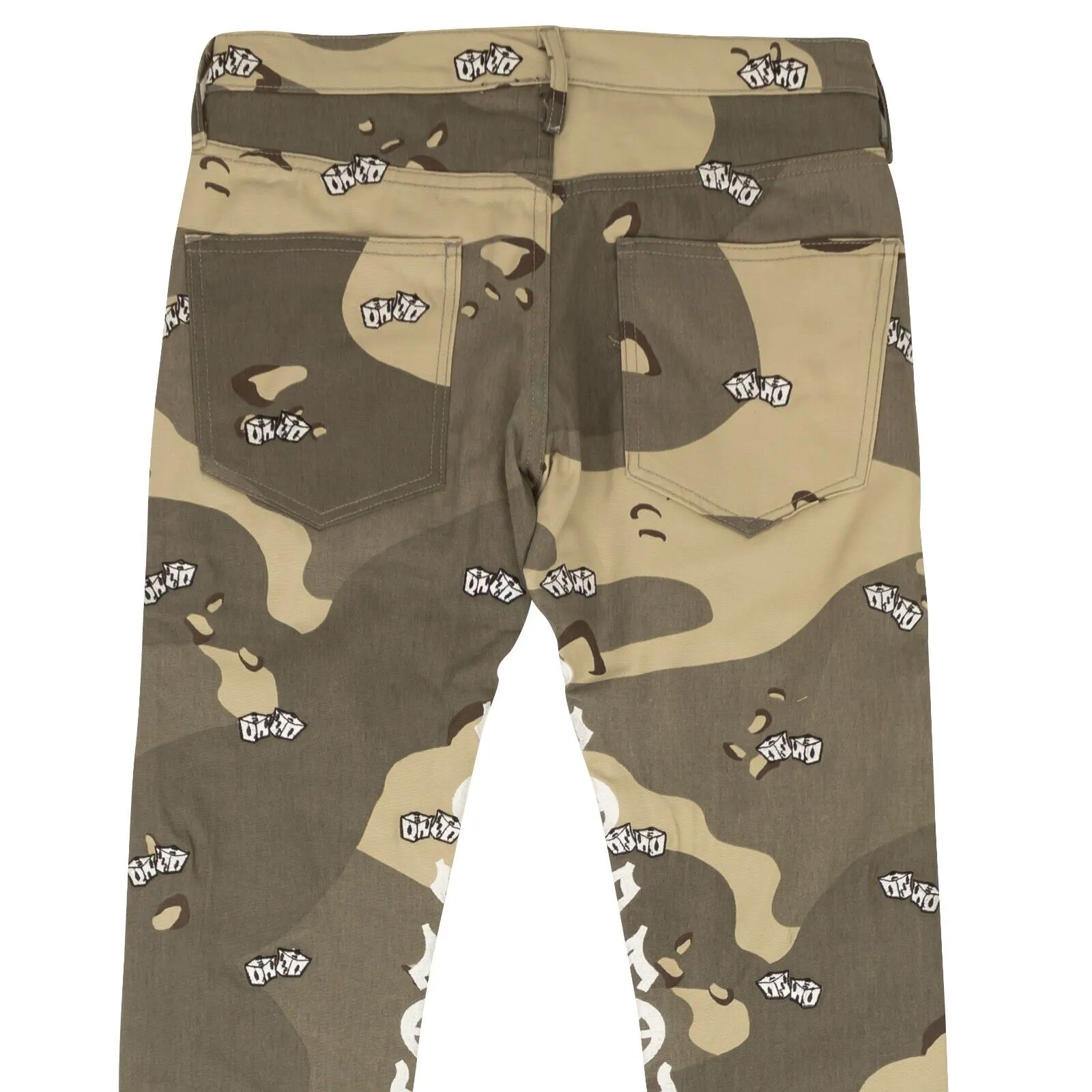 Beige Green Desert Camo Dice 5 Pocket Jeans