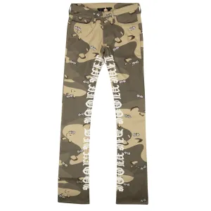 Beige Green Desert Camo Dice 5 Pocket Jeans