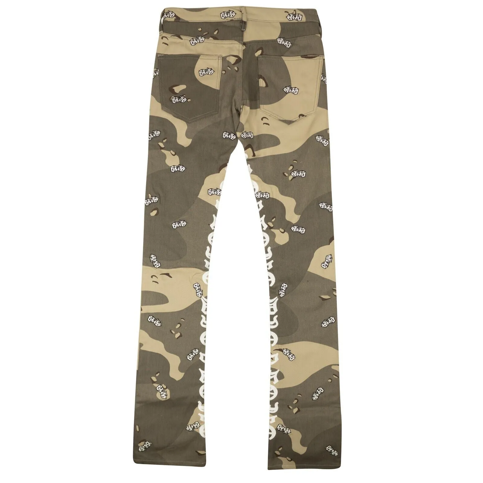Beige Green Desert Camo Dice 5 Pocket Jeans