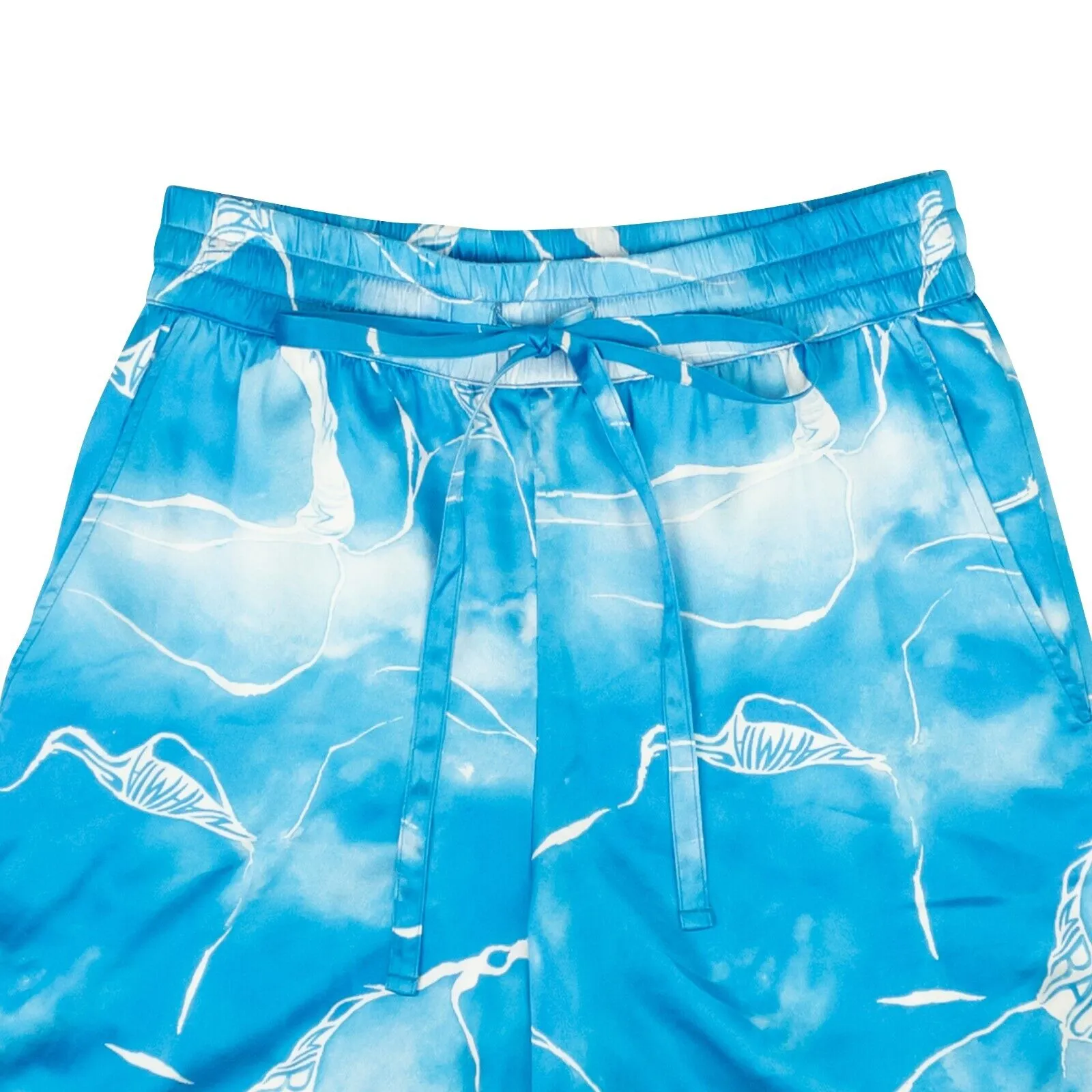 Blue Silk Tie Dye Printed Shorts