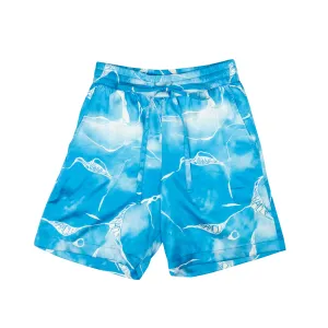 Blue Silk Tie Dye Printed Shorts