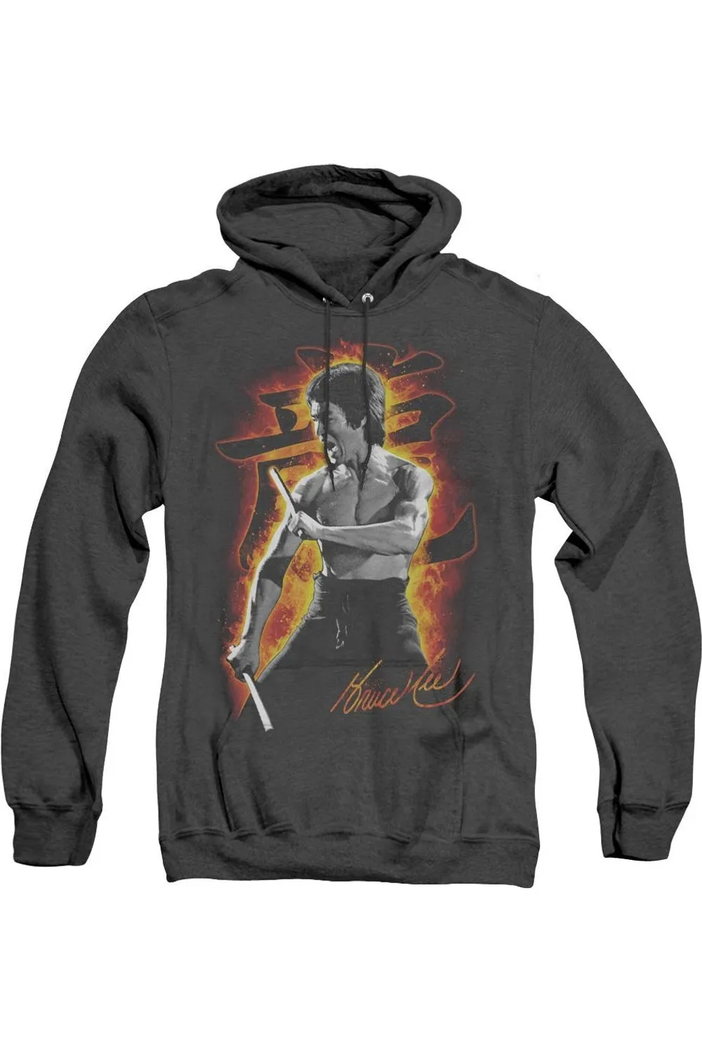 Bruce Lee Dragon Fire Adult Heather Hoodie