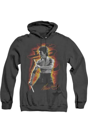 Bruce Lee Dragon Fire Adult Heather Hoodie