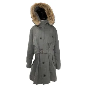 Burberry Brit Fur-lined Hooded Parka in Grey Acetate