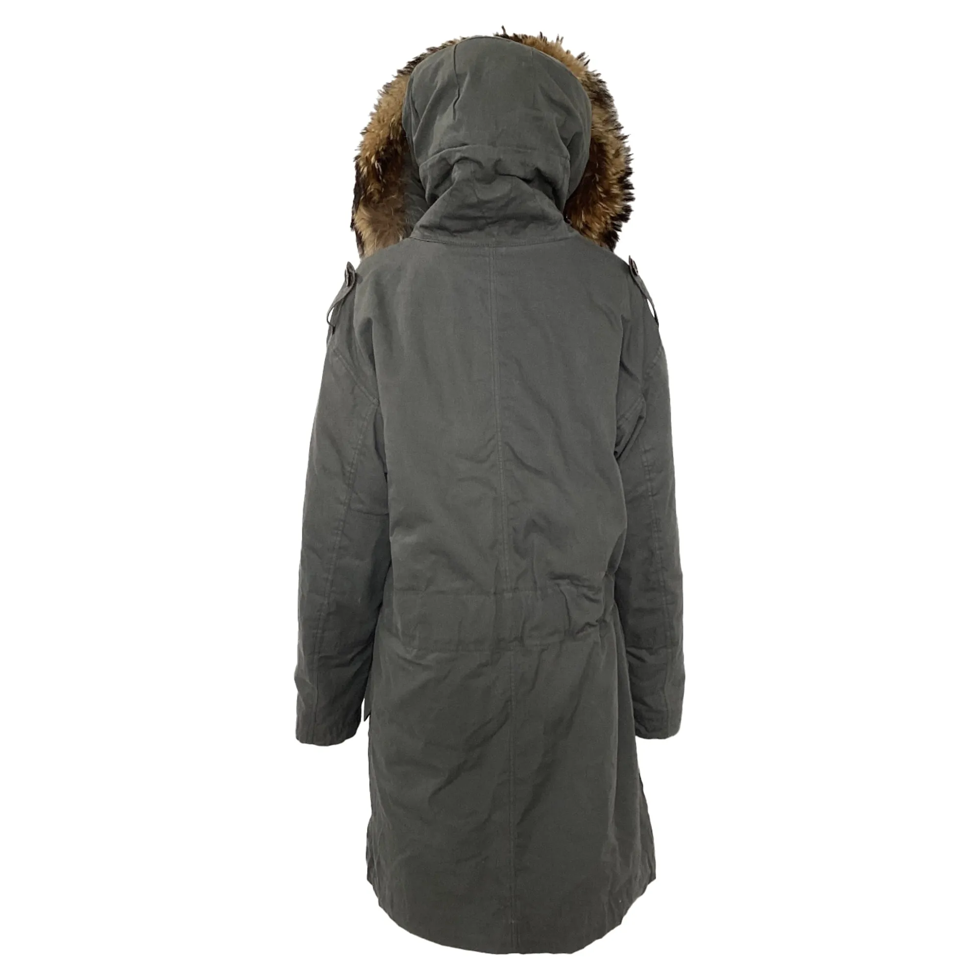 Burberry Brit Fur-lined Hooded Parka in Grey Acetate