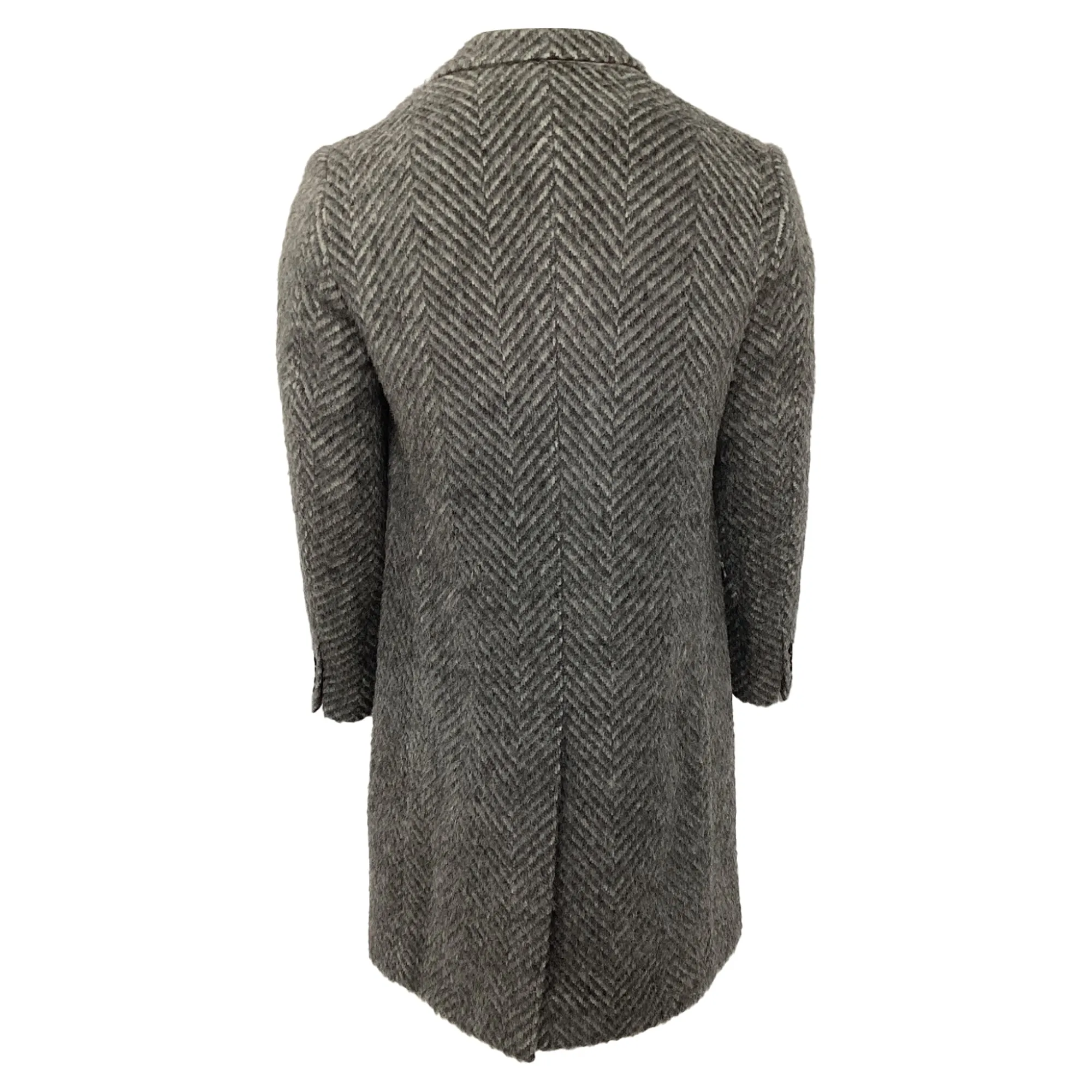 Burberry Double-Breasted Herringbone Chesterfield Coat in Grey Wool Mohair Alpaca Blend