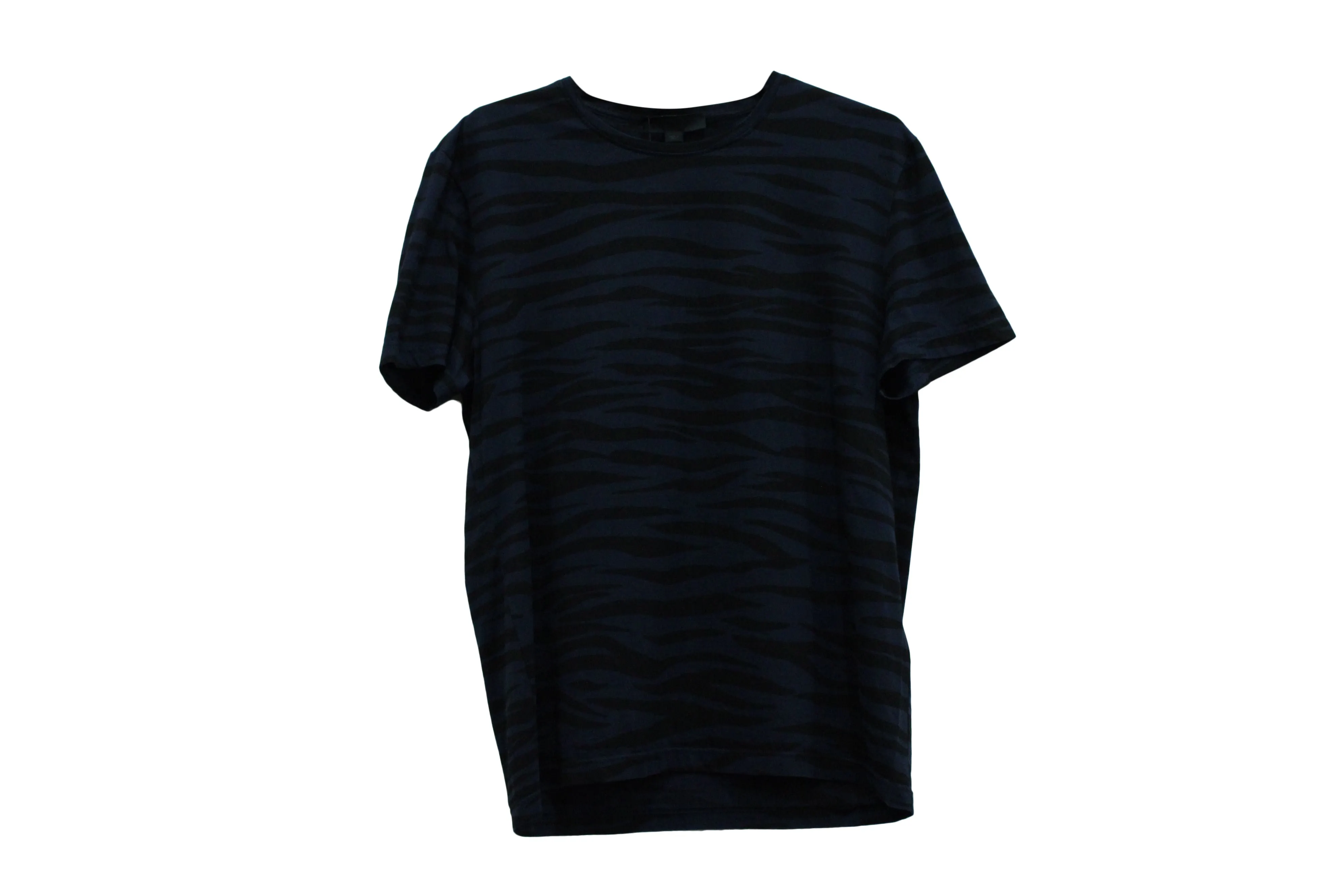 Burberry Prorsum Animal Print Crew Neck T-Shirt in Blue Cotton