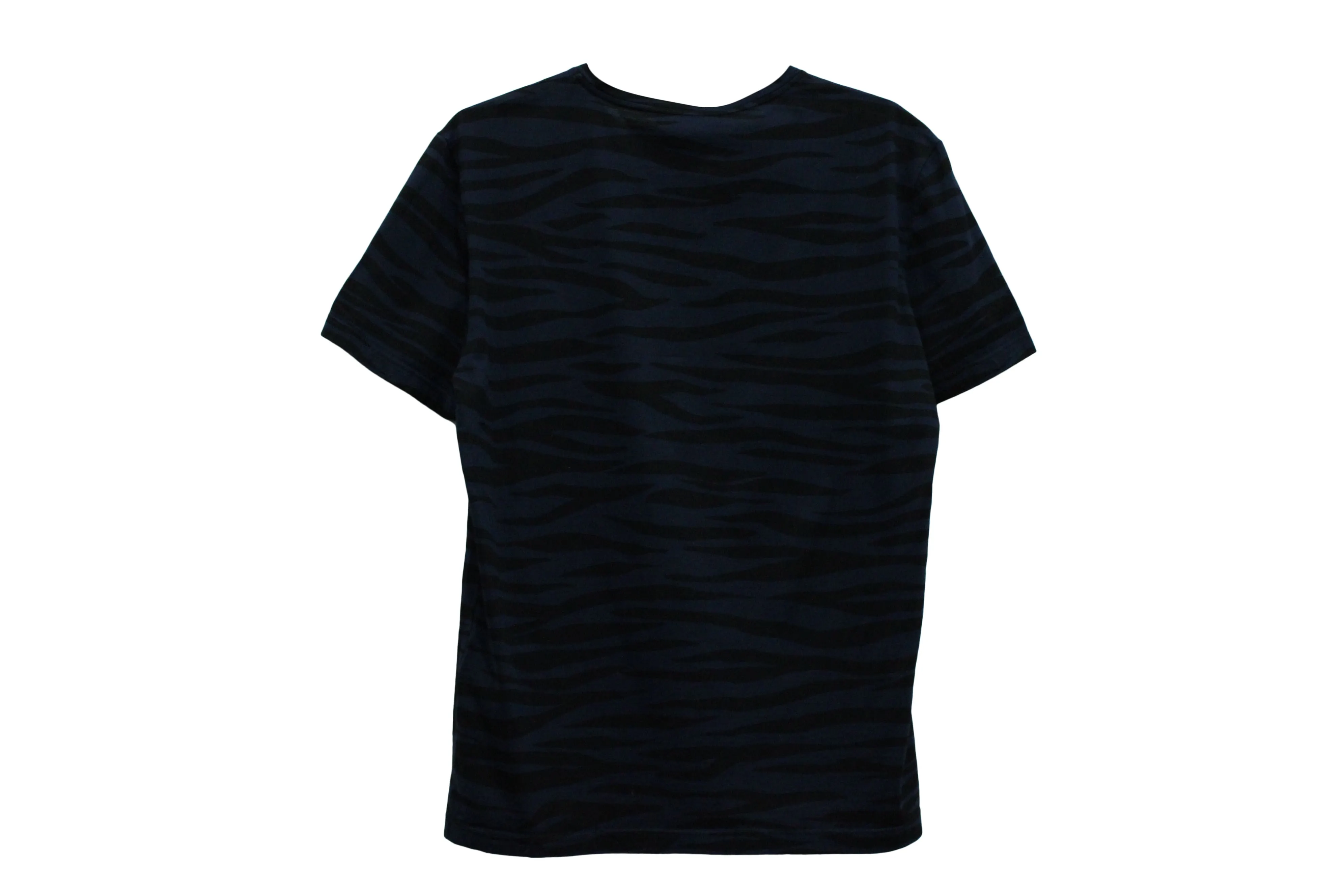 Burberry Prorsum Animal Print Crew Neck T-Shirt in Blue Cotton