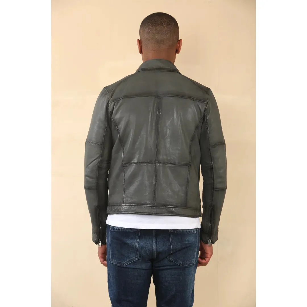 Classic Collar Leather Biker Jacket