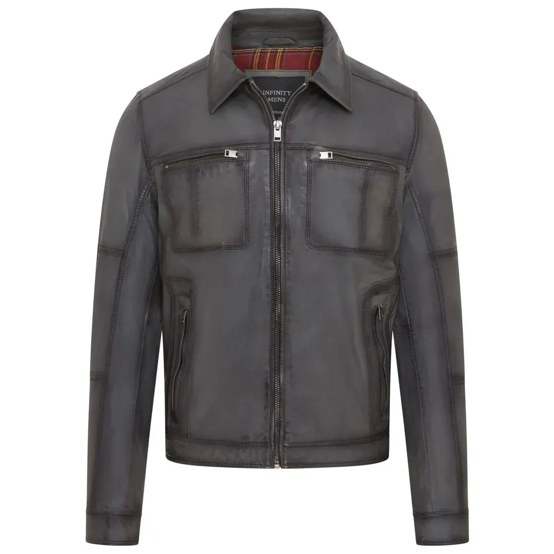Classic Collar Leather Biker Jacket