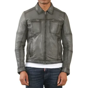 Classic Collar Leather Biker Jacket
