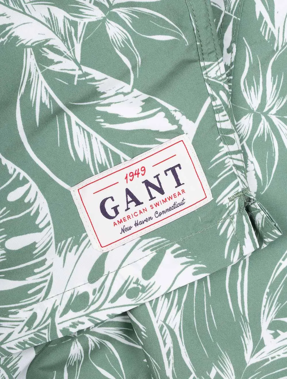 Classic Fit Tropical Leaves Print Shorts Kalamata Green