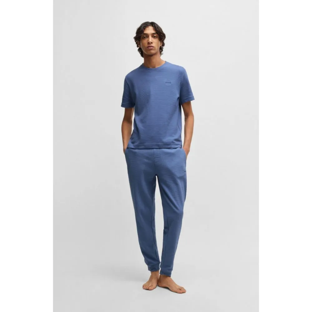 Cotton-blend pyjama T-shirt with embroidered logo