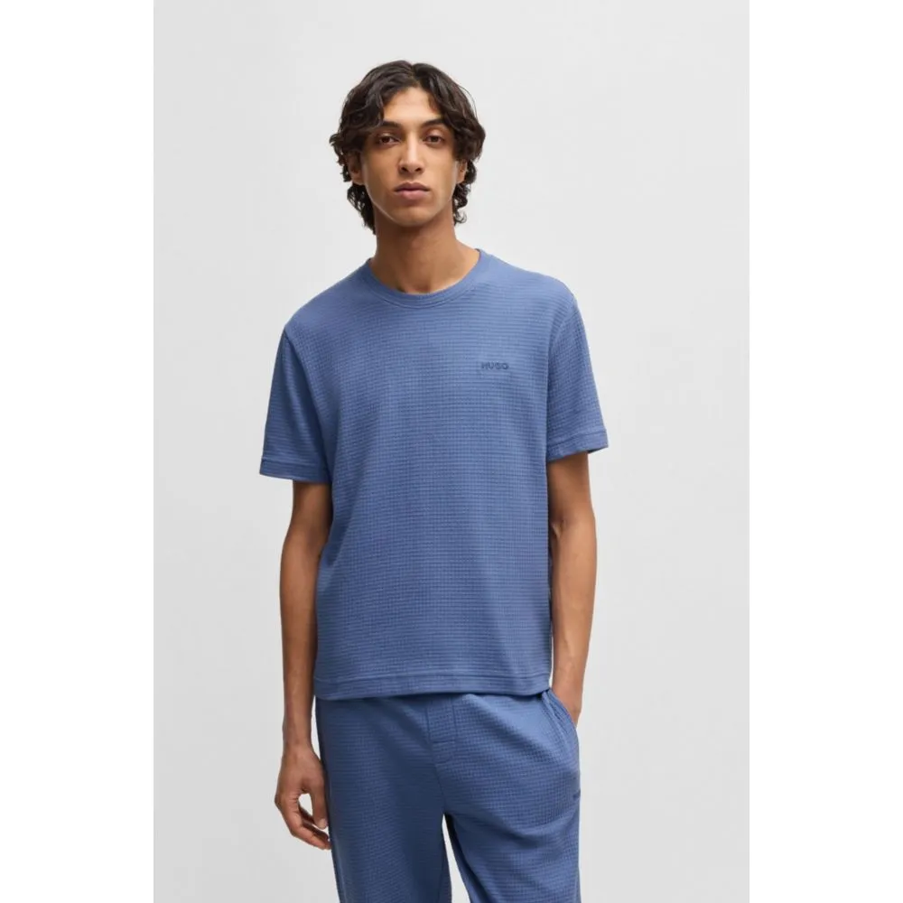 Cotton-blend pyjama T-shirt with embroidered logo