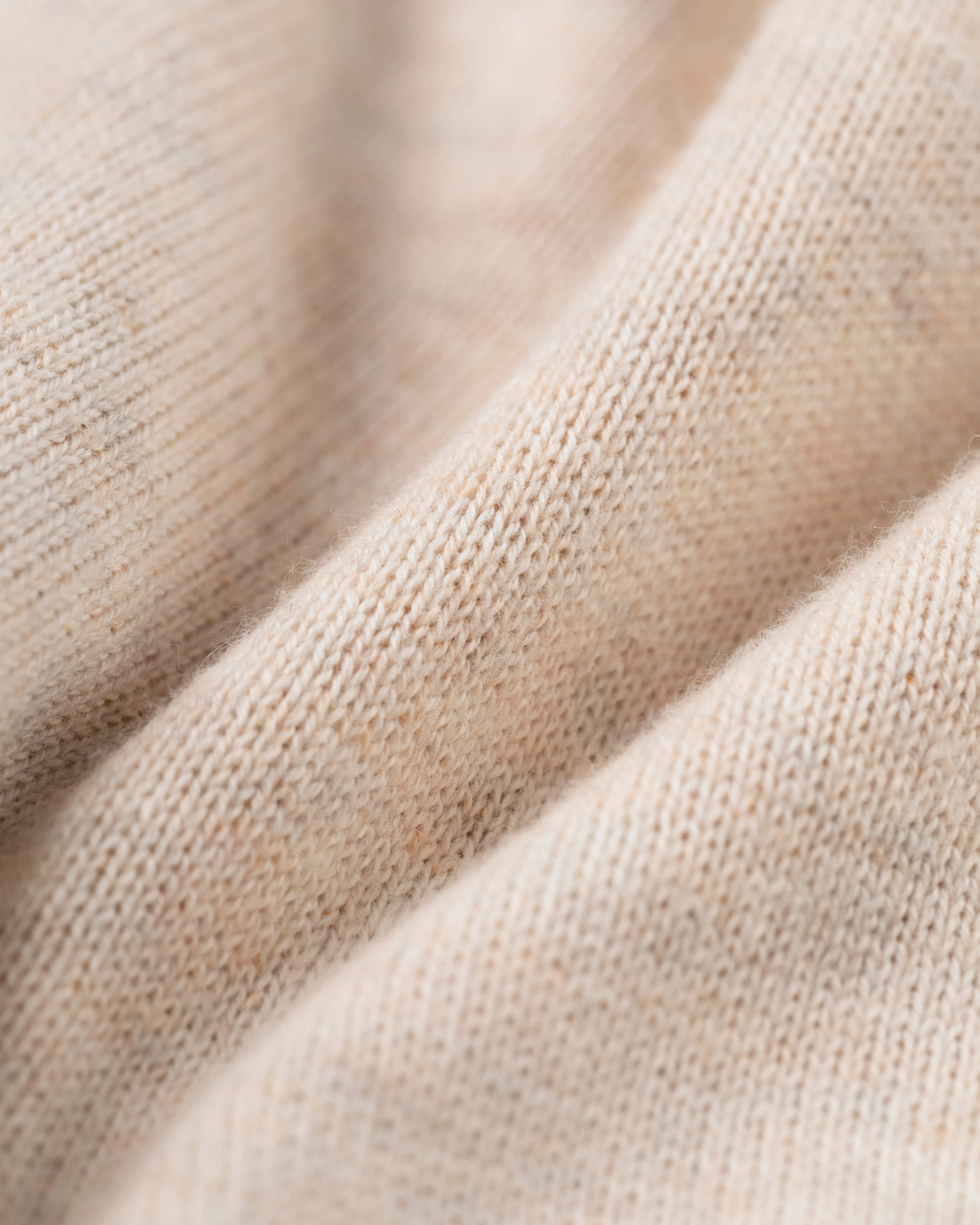 COTTON CASHMERE QUARTER ZIP UP - LIGHT TAN