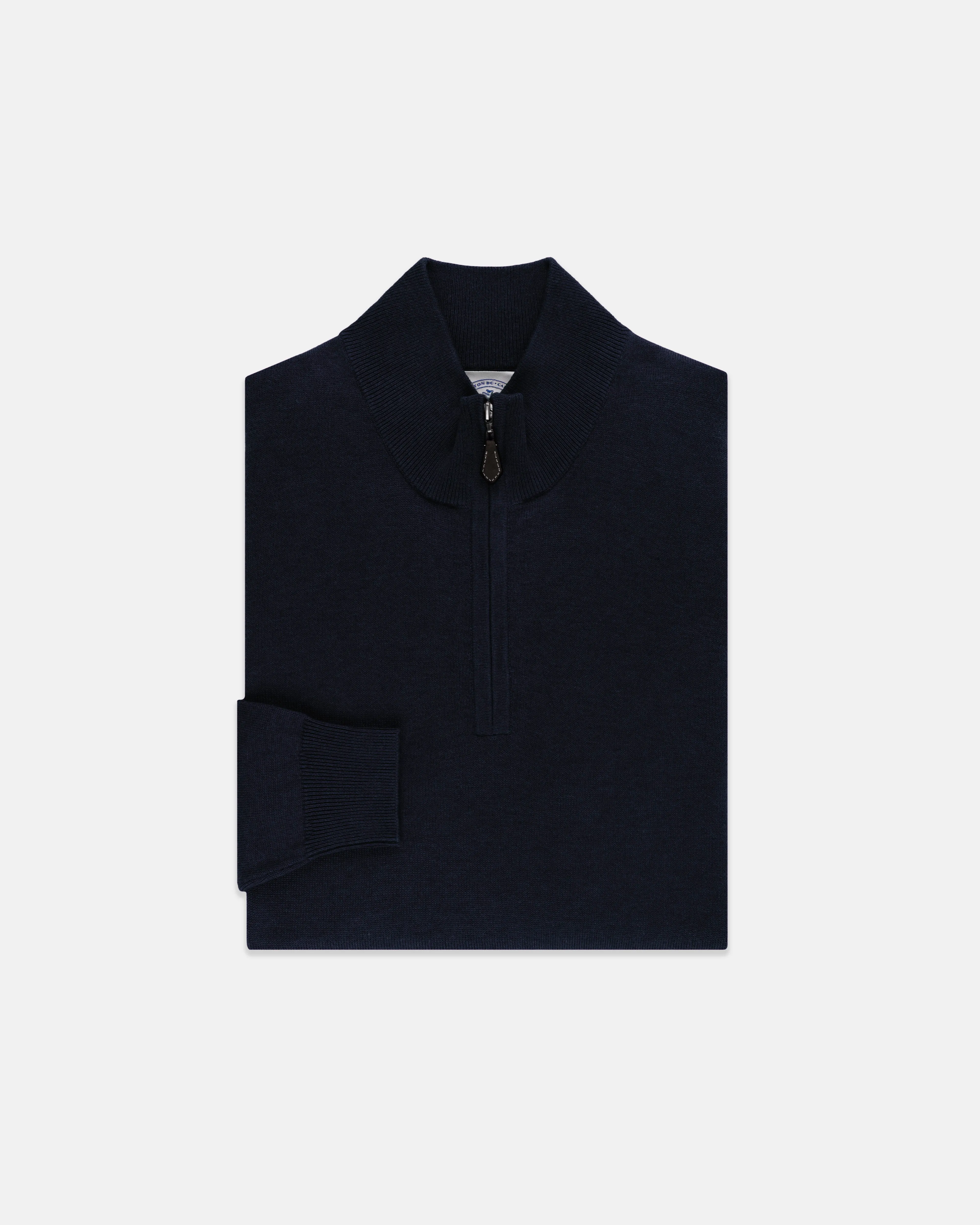 COTTON CASHMERE QUARTER ZIP UP - NAVY