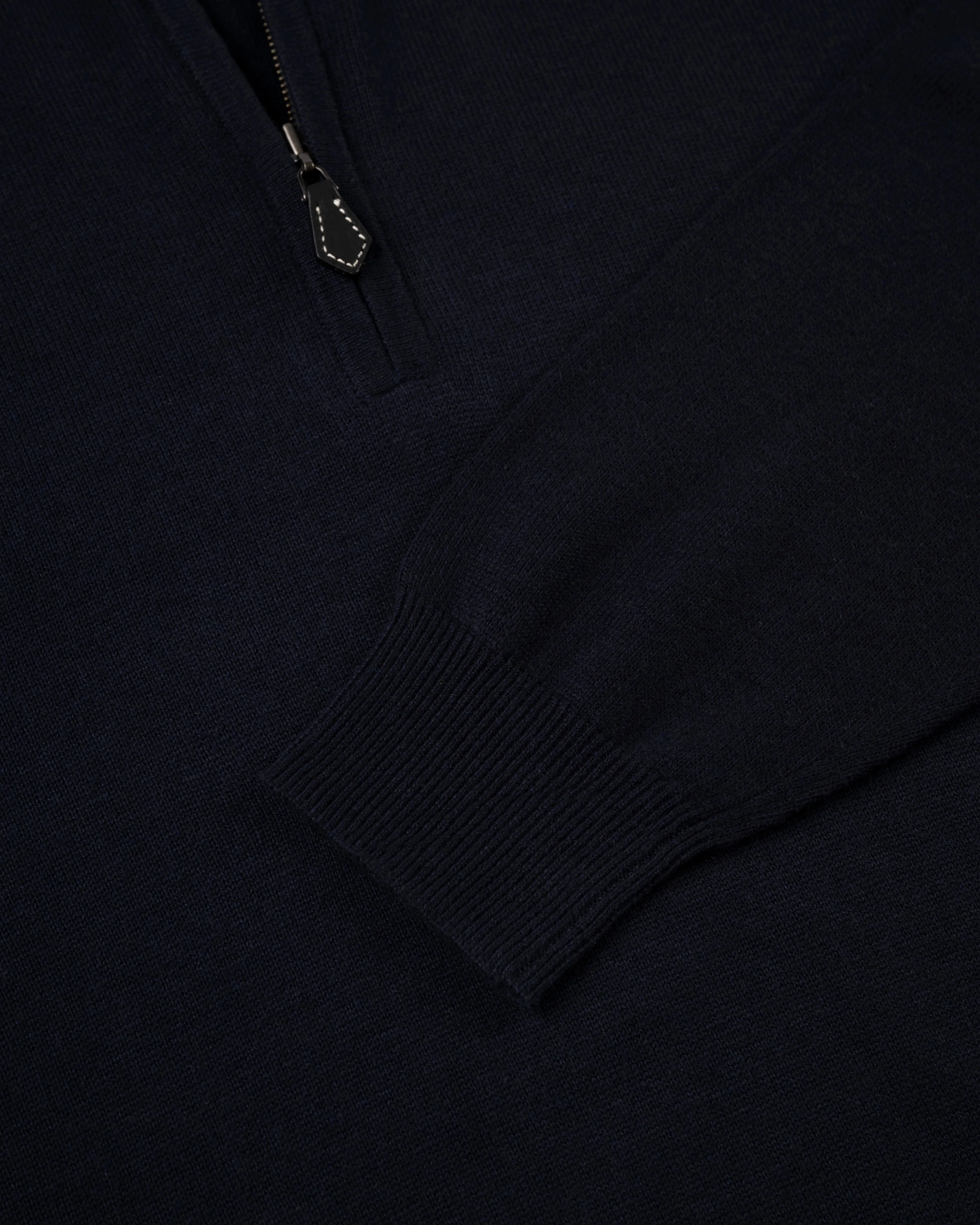 COTTON CASHMERE QUARTER ZIP UP - NAVY