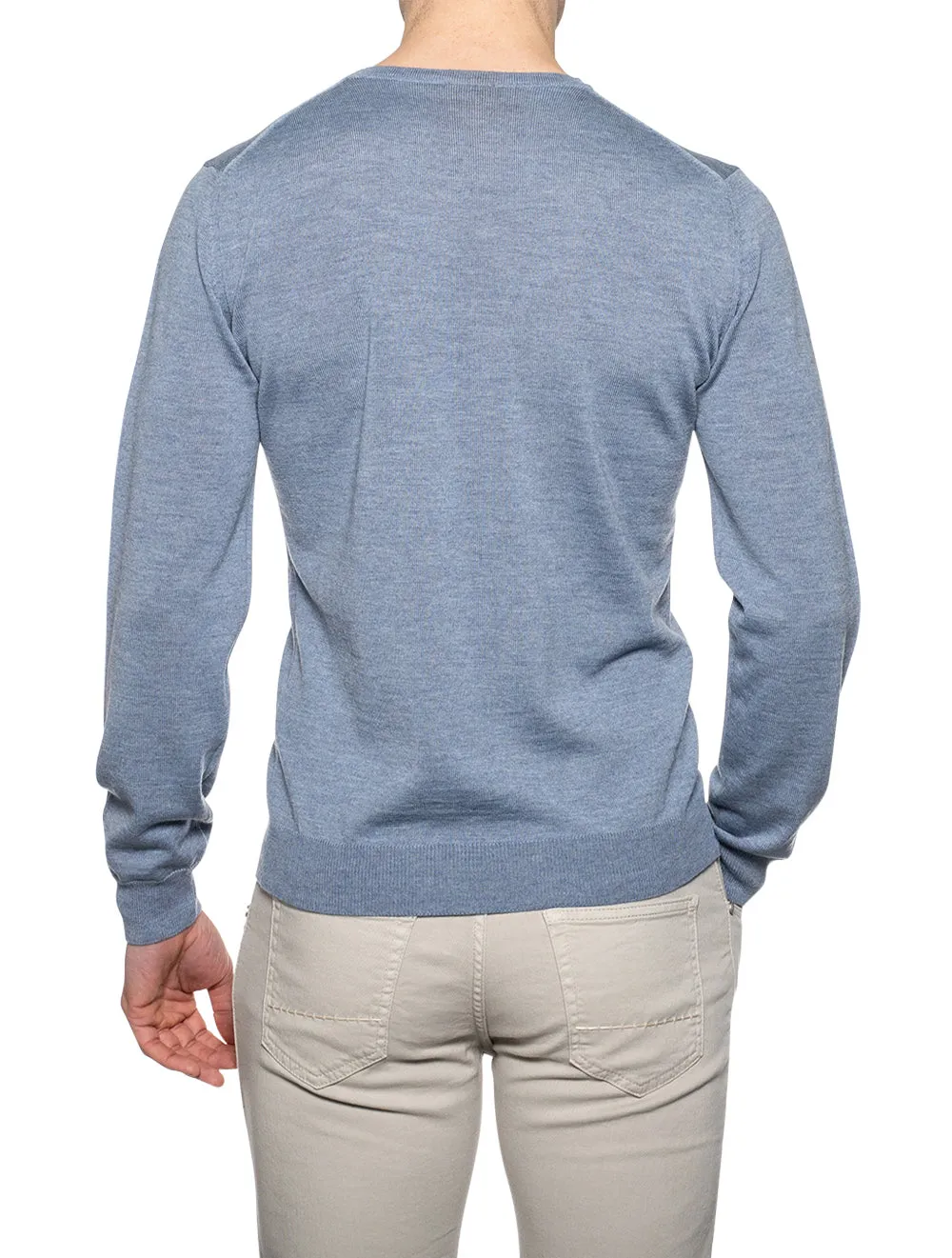 Crew Neck Merino Wool Jumper Light Blue
