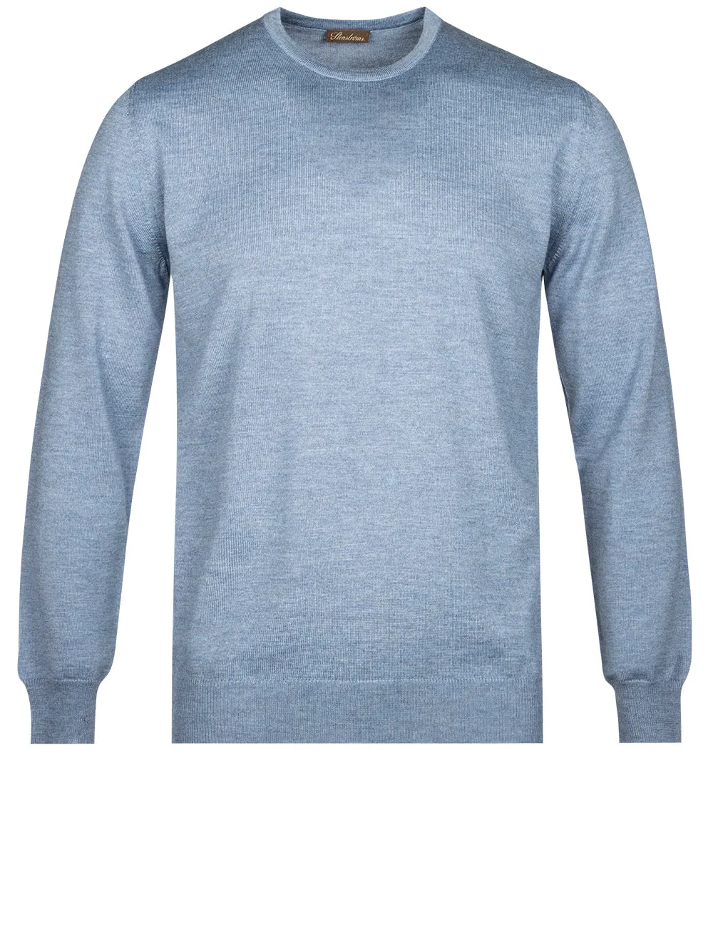 Crew Neck Merino Wool Jumper Light Blue