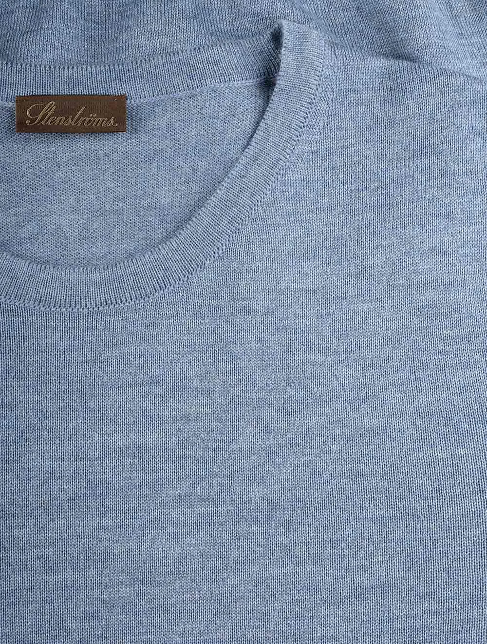 Crew Neck Merino Wool Jumper Light Blue