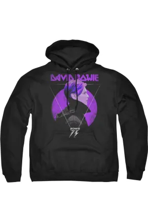 David Bowie Side Profile 75 Logo Adult Pull Over Hoodie