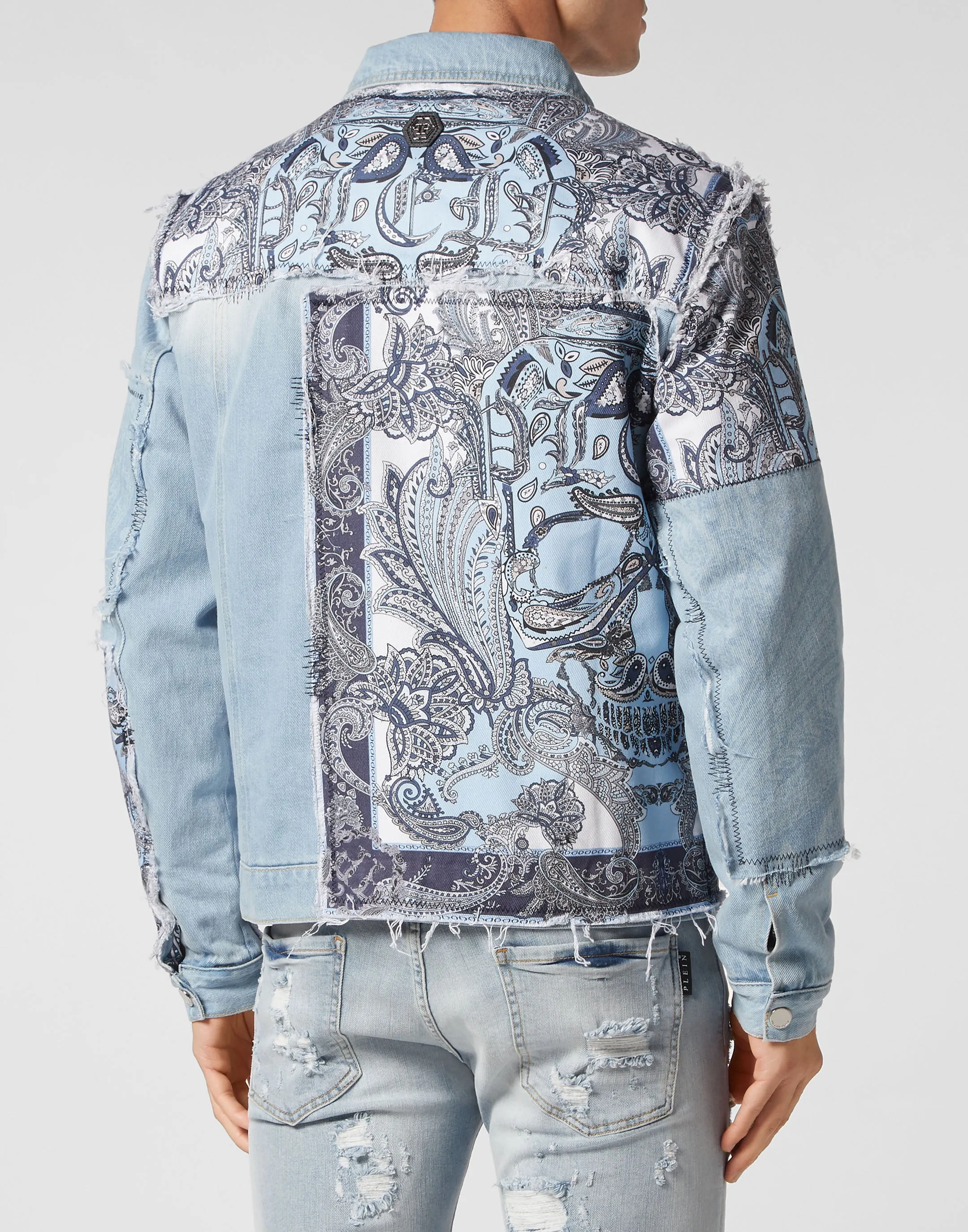Denim Jacket Paisley Bandana Patchwork