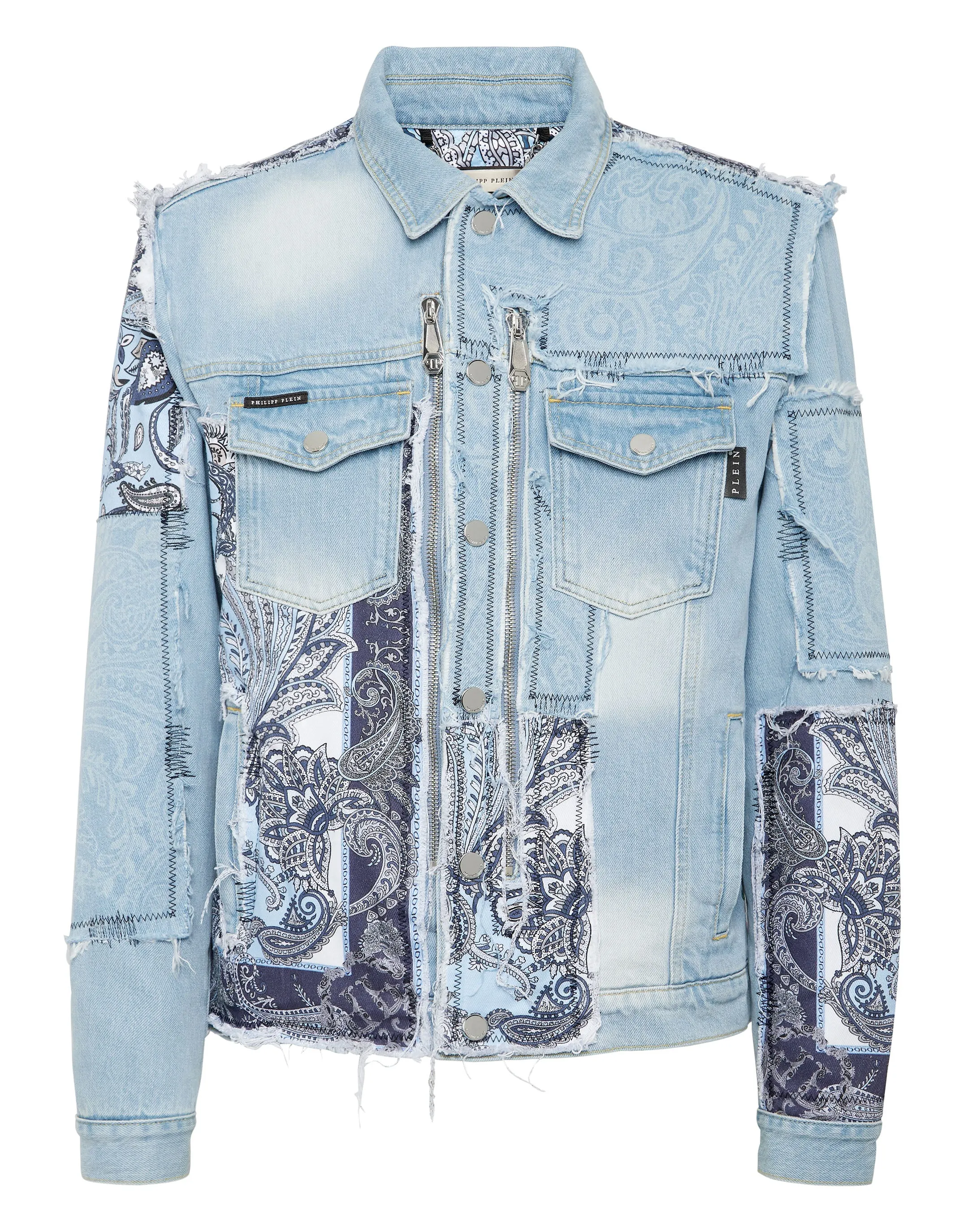 Denim Jacket Paisley Bandana Patchwork