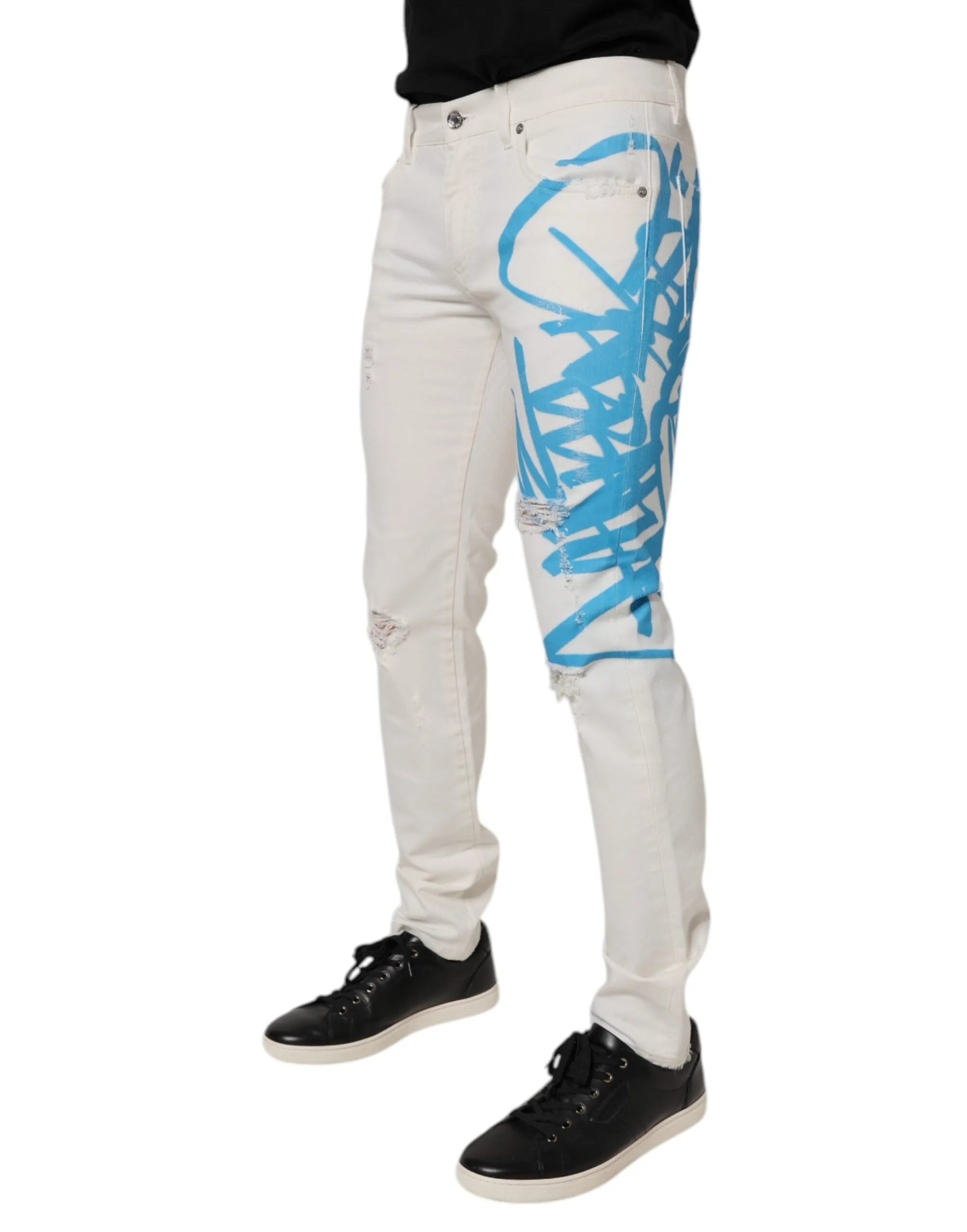 Dolce & Gabbana Tatte Graffiti Skinny blue Men's Jeans (Pre-Owned)
