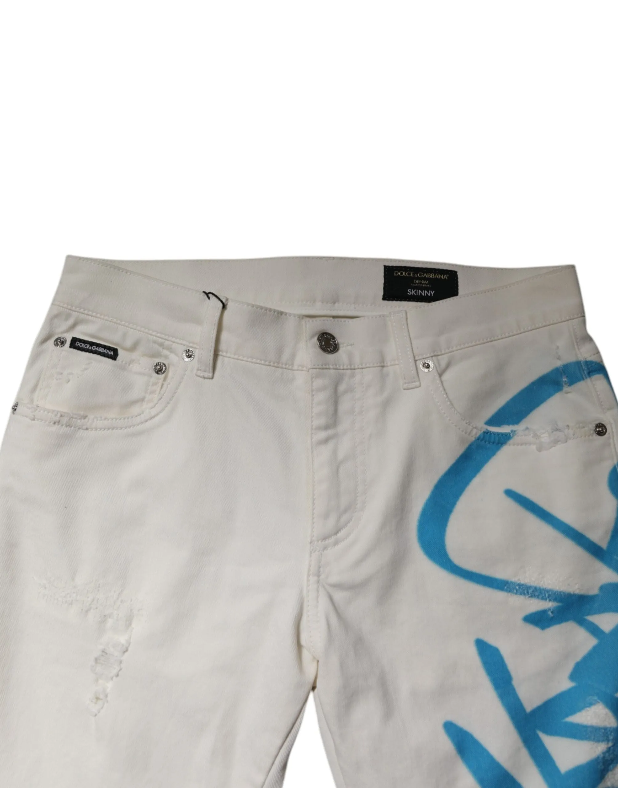 Dolce & Gabbana Tatte Graffiti Skinny blue Men's Jeans (Pre-Owned)