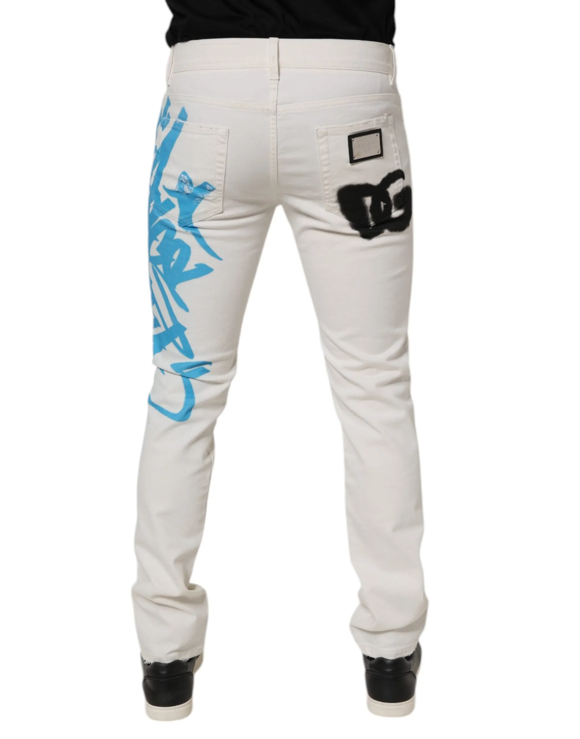 Dolce & Gabbana Tatte Graffiti Skinny blue Men's Jeans (Pre-Owned)