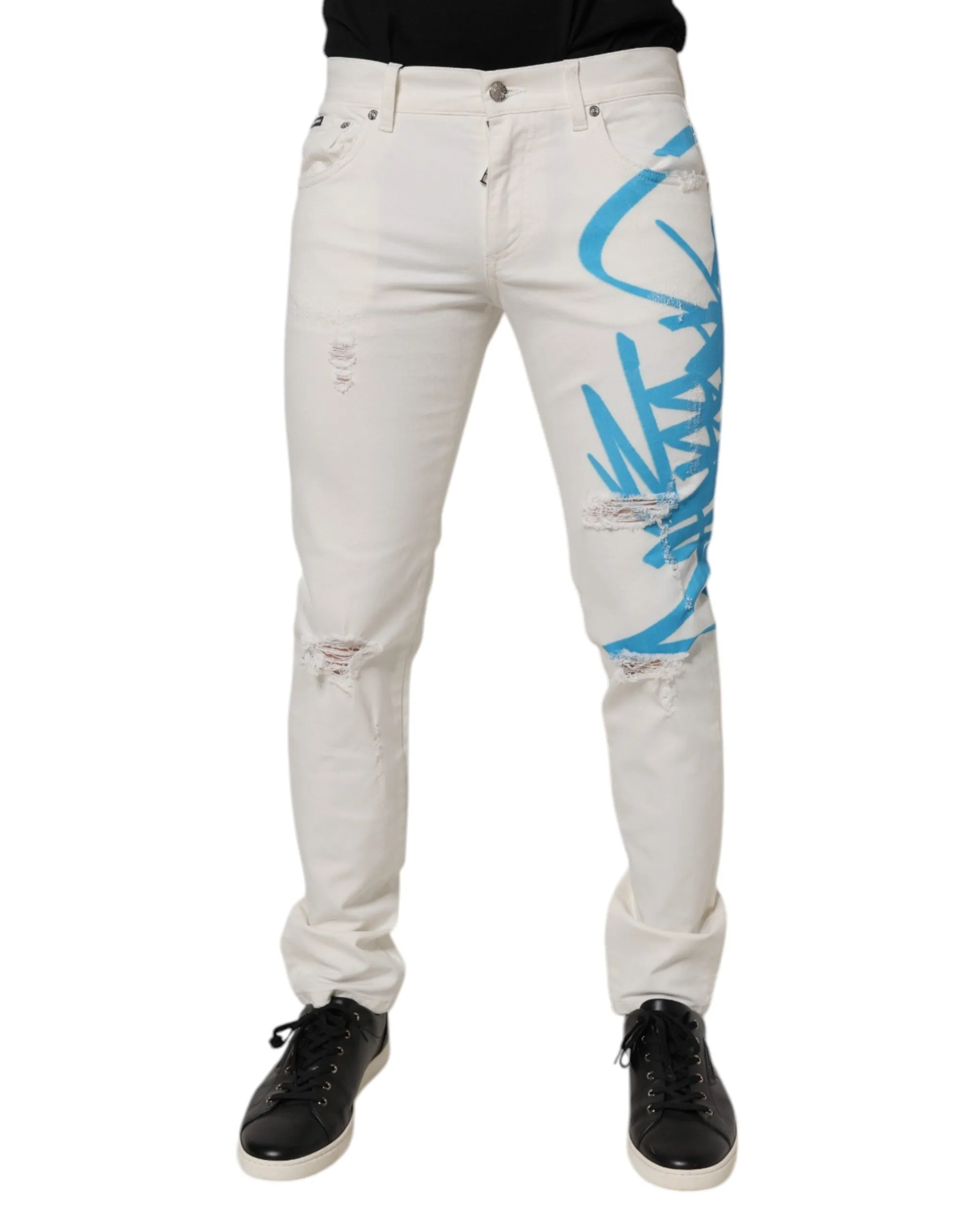 Dolce & Gabbana Tatte Graffiti Skinny blue Men's Jeans (Pre-Owned)