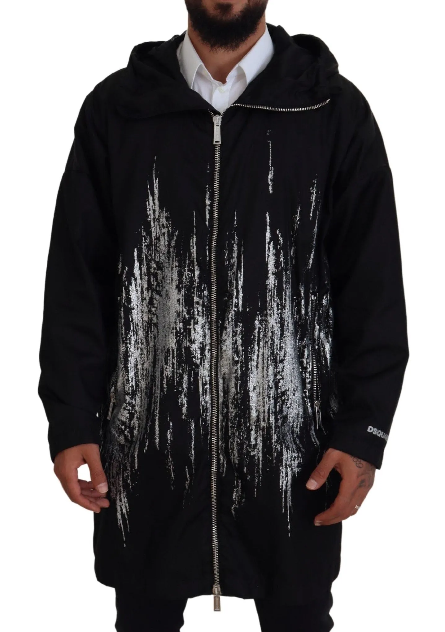 Dsqua²   Print Long Hooded Coat Nylon Men's Jacket
