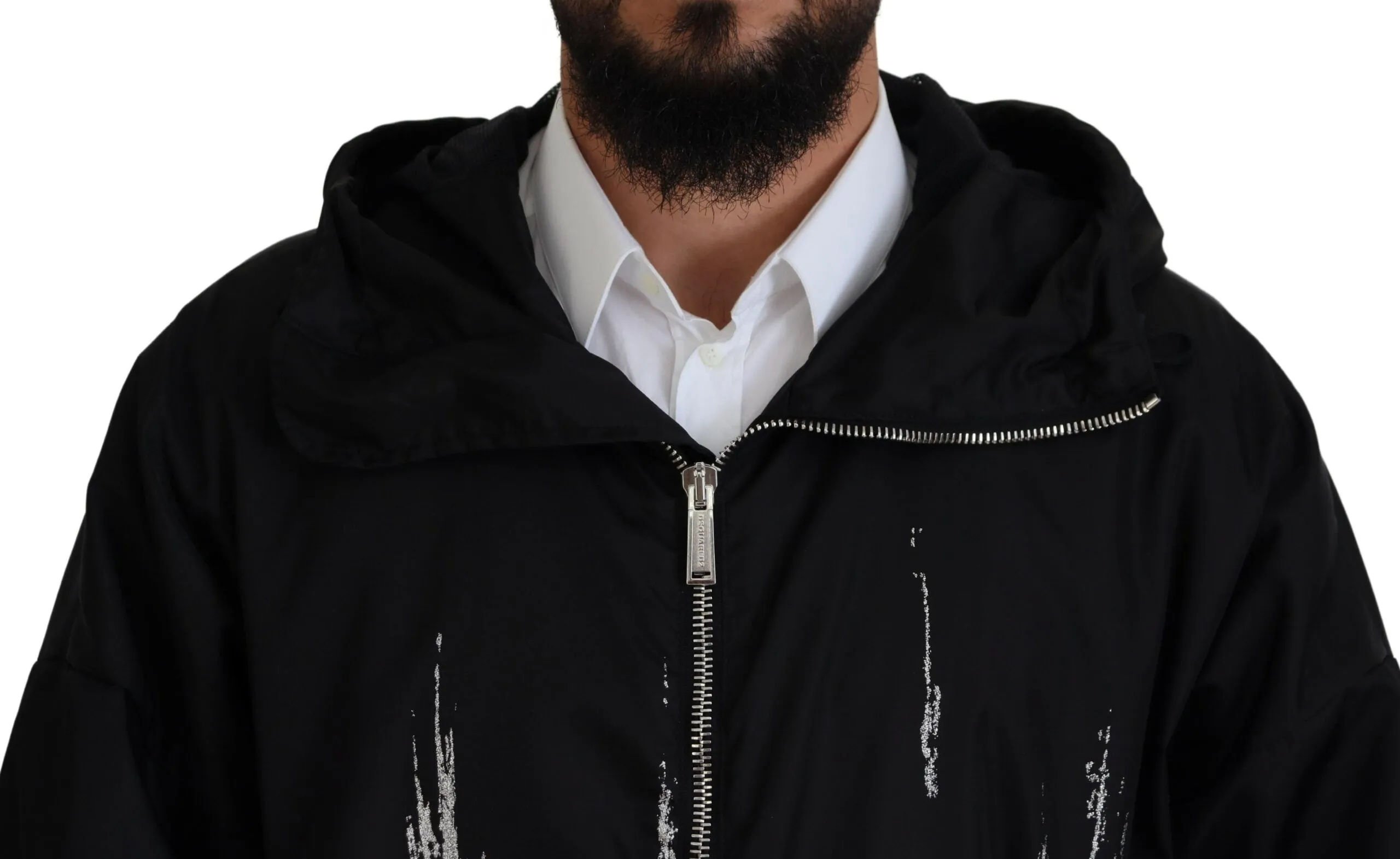 Dsqua²   Print Long Hooded Coat Nylon Men's Jacket