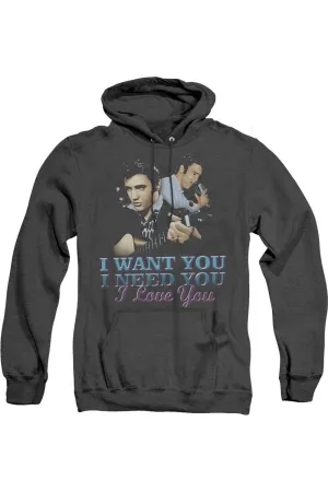 Elvis Presley I Want You Adult Heather Hoodie