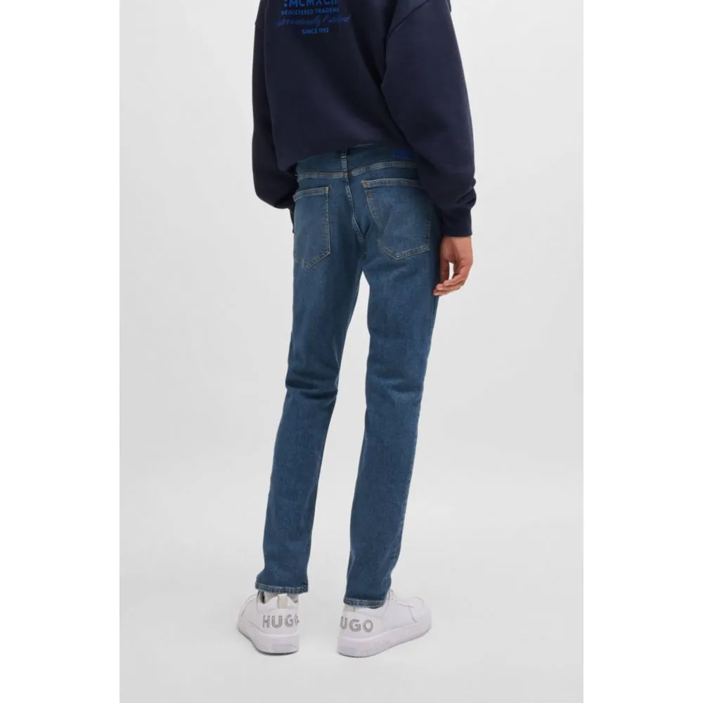 Extra-slim-fit jeans in navy stonewashed stretch denim