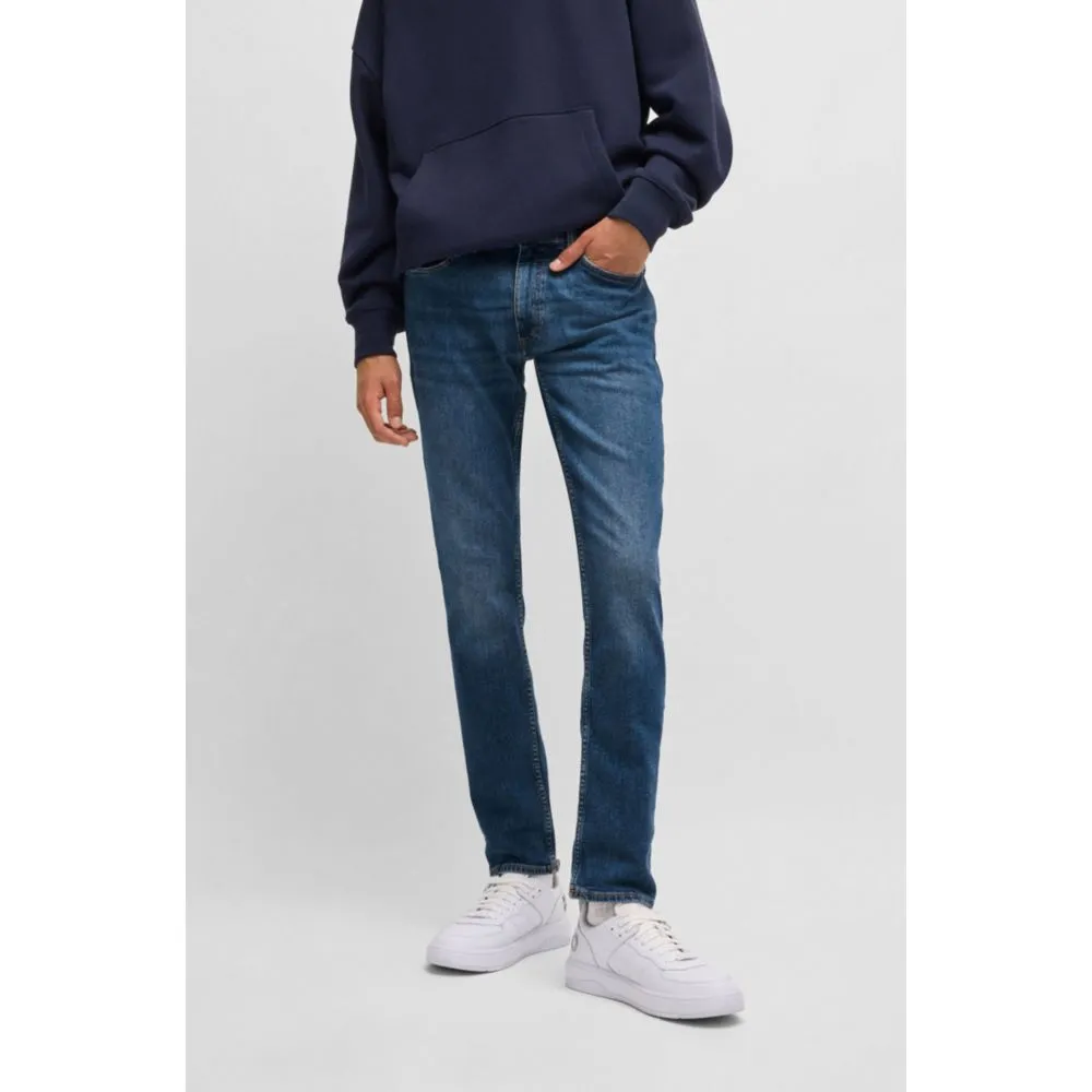 Extra-slim-fit jeans in navy stonewashed stretch denim