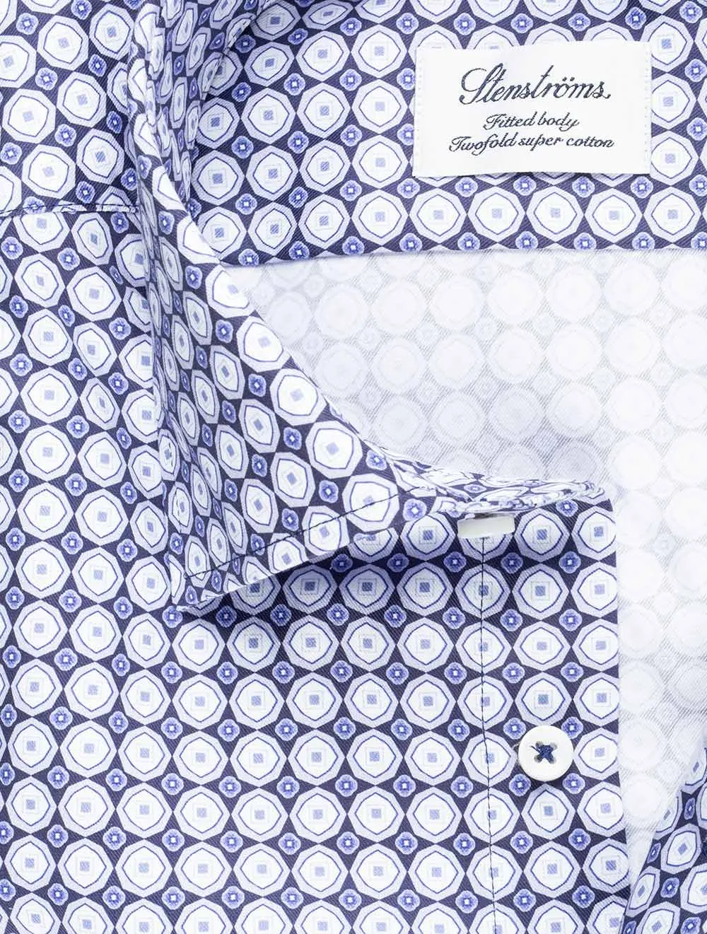 Fitted Circle Pattern Shirt Navy
