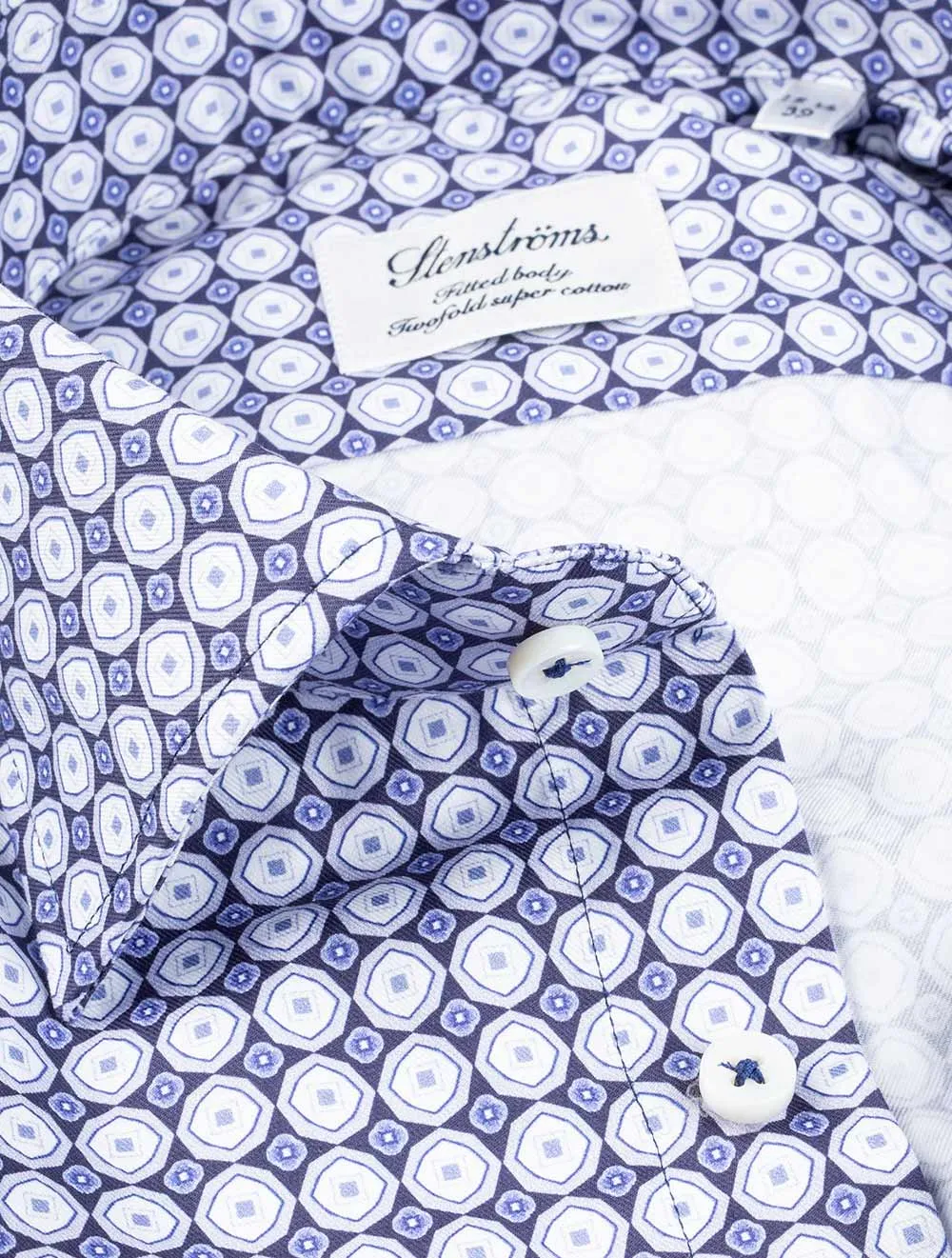 Fitted Circle Pattern Shirt Navy