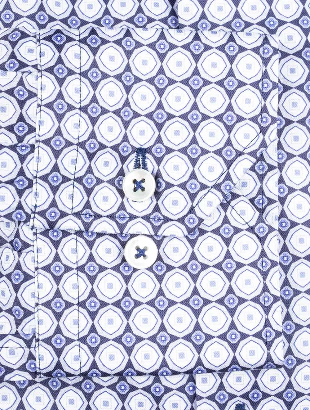 Fitted Circle Pattern Shirt Navy