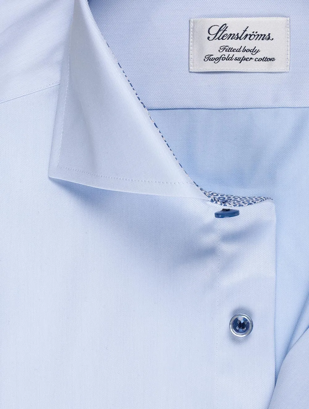 Fitted Contrast Inlay Shirt Blue