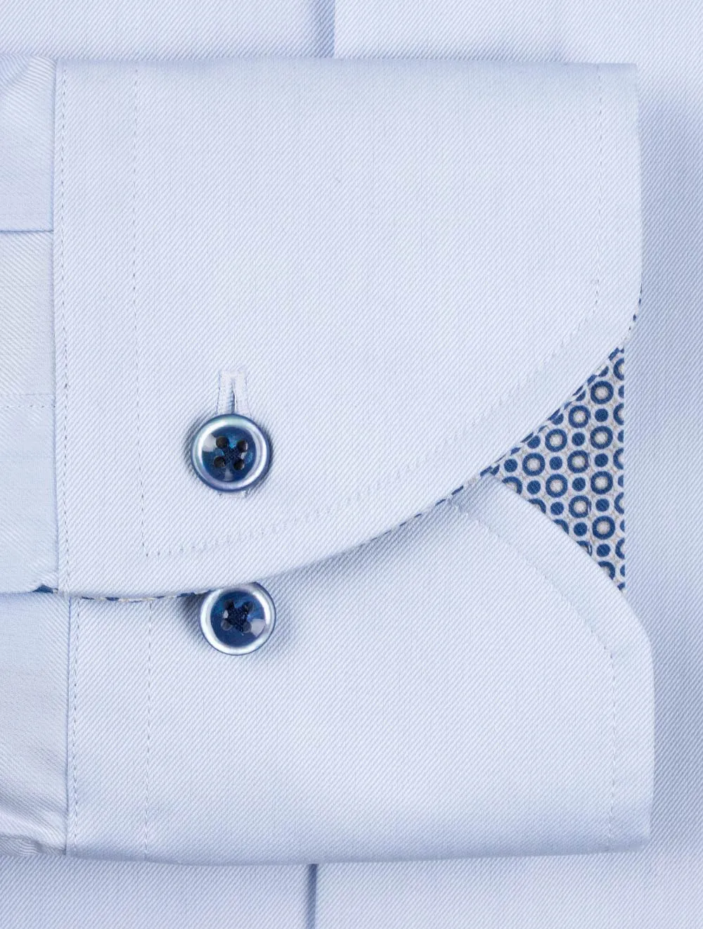 Fitted Contrast Inlay Shirt Blue