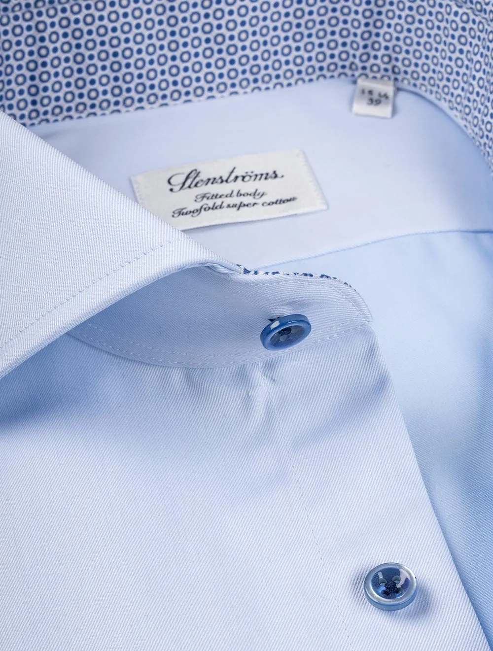 Fitted Contrast Inlay Shirt Blue